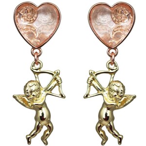 Ritzy Couture Cupid Earrings Drop Dangle Earrings, Captivating Accessories, Love and Friendship (Goldtone)