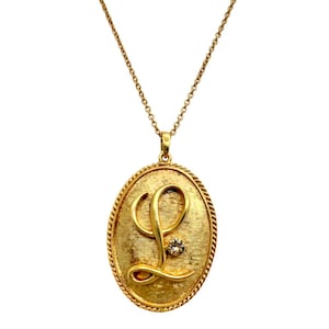 Oscar de la Renta Gold-Plated Initial &quot;L&quot; Pendant Necklace with Crystal Detail