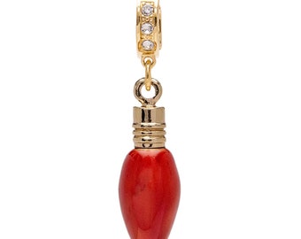 Red Christmas Lights and Swarovski Crystal Enhancer Charm (Goldtone) Ritzy Couture - Charm / Red