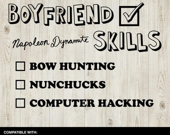 Archivos SVG de Napoleon Dynamite Boyfriend Skills para Cricut y Silhouette (Descarga digital)