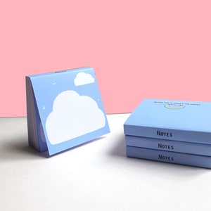 Clouds Notepad, Desk, Cute Stationery, Kawaii, Office, Handmade, Little Book, Colorful, Post-its