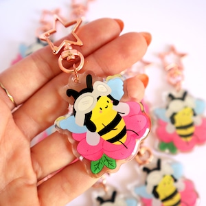 Miss Honey Bee Acrylic Keychain, Charm, Kawaii, Cute