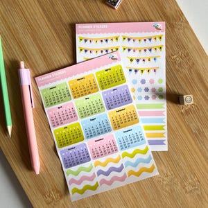 Calendario 2025, fogli adesivi, bujo, promemoria