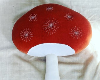 Large Star Agaric mushroom cushion in Rust