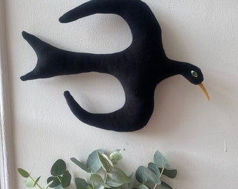 Flight - wall hanging bird in black velvet