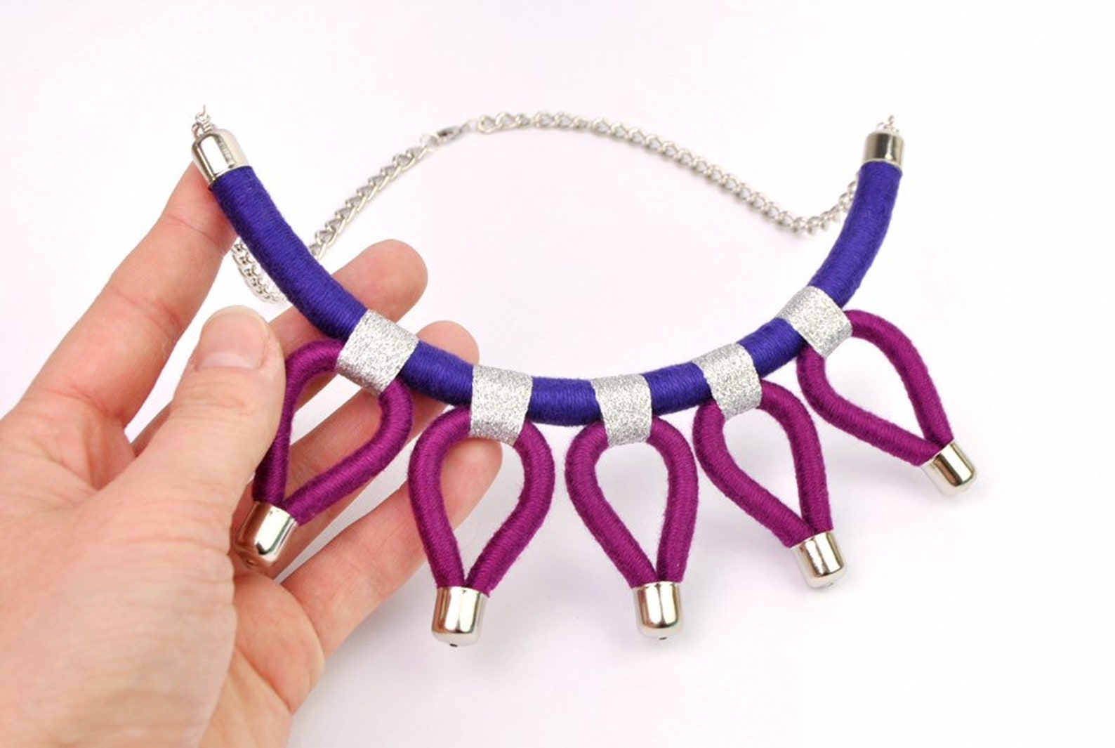 HELIOS NECKLACE Rope Necklace Purple Statement Necklace - Etsy