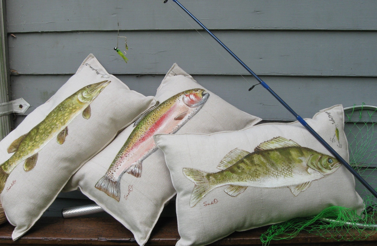 BASS FISH PILLOW Large Mouth Bass Cover Gift for Him Hand Etsy