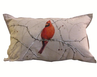 CARDINAL ON BRANCHES Pillow Cover