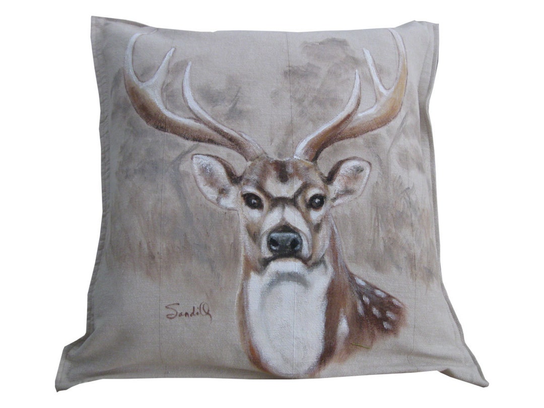 AXIS DEER HEAD Pillow, Decorative Deer Toss Pillow Cover, Texas Deer