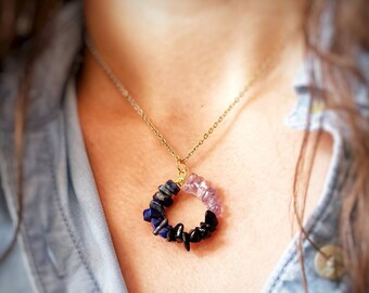 LIBRA necklace - Star sign necklace, Zodiac necklace. Black tourmaline necklace, ametrine necklace lapis lazuli pendant zodiac sign necklace