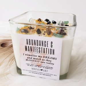 ABUNDANCE intention candle for attraction and manifestation. Tin candle magic, spell ritual candle for good vibes candle, spiritual candles