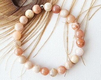 8mm SUNSTONE bracelet for strength clarity abundance vitality. Spirituality bracelets for women beaded, healing crystals meditation jewelry