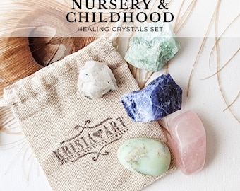 NURSERY & CHILDHOOD crystal set for calming, protection, better sleep Children's room stone set, healing crystals kit for kids ADHD kid