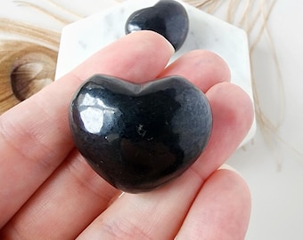 Genuine Russian Shungite HEART crystal carving, polished hand carved crystals, healing stones decor gemstone gifts. Puffy hearts meditation