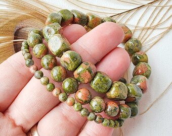 Nugget UNAKITE bracelet for grounding protection emotional healing balance personal growth meditation bracelets women heart chakra crystal