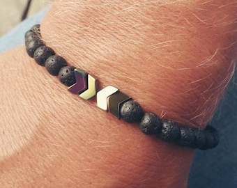 Boyfriend Bracelet for Men Black Beaded Bracelets for Couples Bracelets. Lava Bracelet Gift for Men, Essential Oil Bracelets Black
