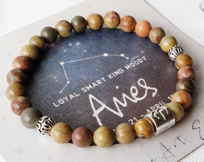 Aries Bracelet, April Birthstone Bracelet, Aries Gifts Zodiac Bracelet, Healing Crystal Bracelets for Women