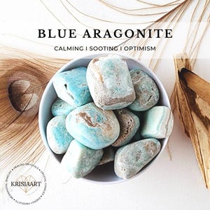 BLUE ARAGONITE tumbled crystal sea blue aragonite gemstone reiki healing throat & third eye chakra crystals Natural aragonite stone polished