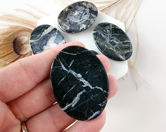 Black & White ZEBRA CALCITE crystal worry stone polished pocket size for meditation thumb stones palm gemstone for reiki healing natural
