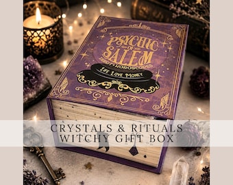 PSYCHIC of SALEM intuition crystals witchcraft gift set Witchy ritual blind date with a witch book box feminine gifts Halloween Boo spooky