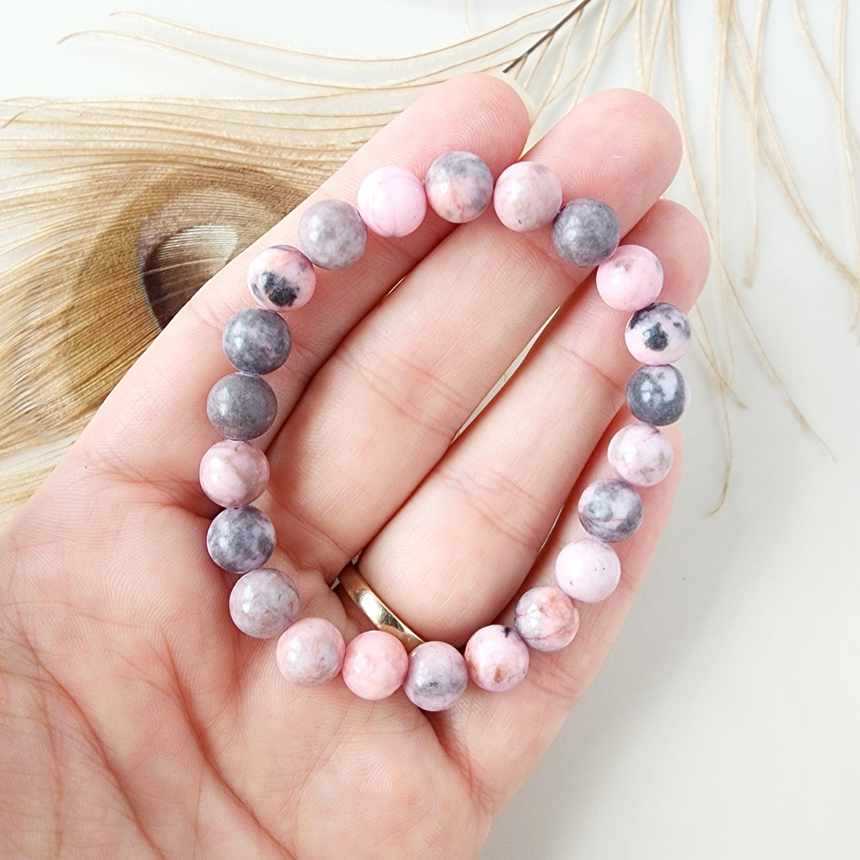 8mm PINK ZEBRA JASPER Bracelet for Nurturing, Grounding, Emotional