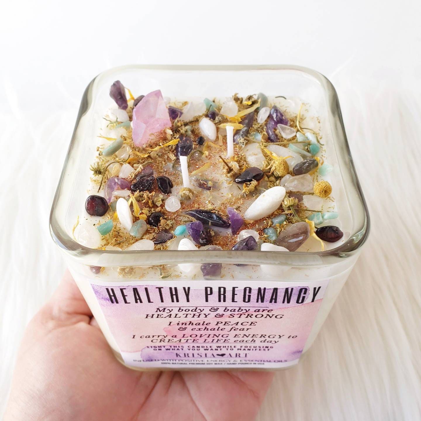 Healthy PREGNANCY crystals spell candle for pregnancy gift for Etsy