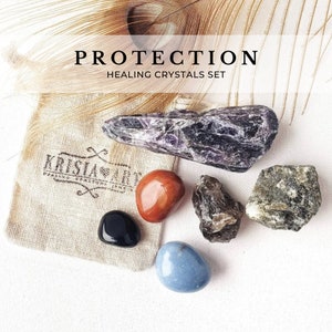 Crystals for PROTECTION crystal set for EMF, negative energy removal gift Healing crystals for cleansing, purification. Protection amulet