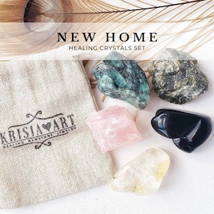 NEW HOME crystal set for peace, blessing and protection crystals kit. Healing crystals for new beginnings, housewarming gift. Krisiaart
