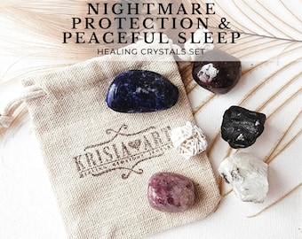 NIGHTMARES PROTECTION crystal set for peaceful sleep and good dreams crystal collection. Healing crystals manifest intentions calming stress