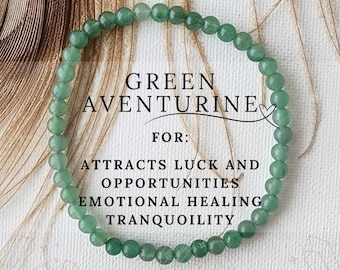 4mm GREEN AVENTURINE healing bracelet for abundance prosperity luck confidence courage Heart chakra bracelets for women for love and harmony