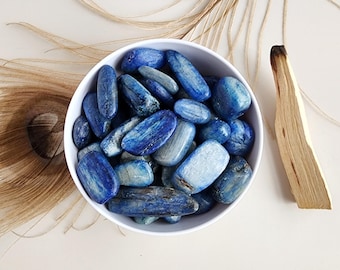 Tumbled KYANITE crystal dark blue kyanite stone Semi precious gemstone for reiki healing third eye throat chakra crystals intuition calming