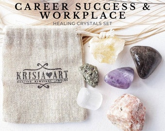 CAREER SUCCESS & Workplace crystal set for promotion, dream job, fortune, Healing crystals for manifestation witchcraft supply spell kit