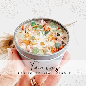 TAURUS candle for taurus gift Zodiac candle with dried flower candle taurus crystals astrology candle trendy candle herbal healing crystals