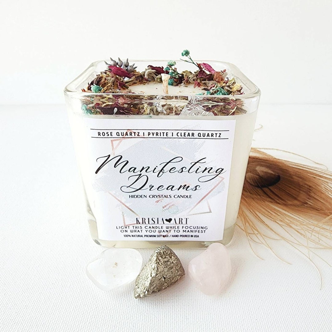 MANIFESTING DREAMS Hidden Crystals Spell Candle for Intention - Etsy