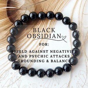 8mm BLACK OBSIDIAN bracelet for energy vampire protection healing energy bracelet Root chakra bracelets for grounding focus strength clarity