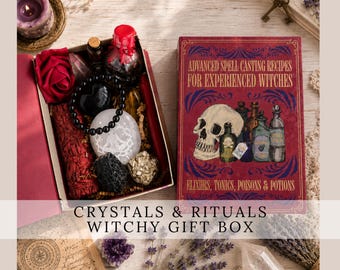 WITCH's PROTECTION spell witchcraft gift set with strength grounding crystals blind date with a witch book box  Witchy ritual Halloween