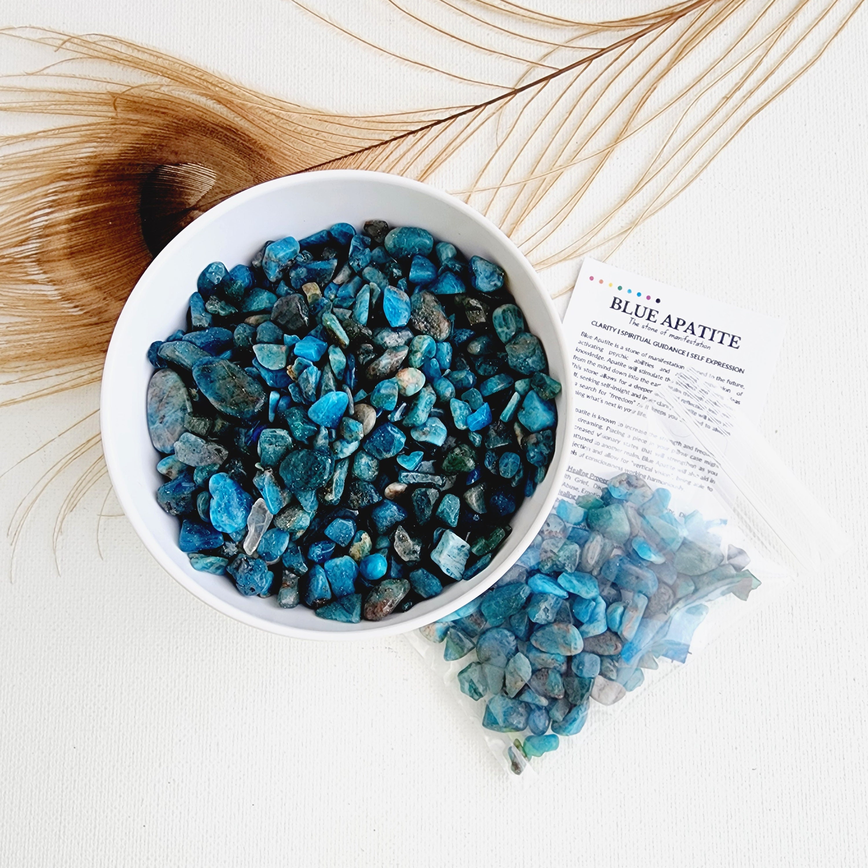 誠実 BLUE APATITE Crystal Chips Tumbled No Hole Polished Stones 筆記具