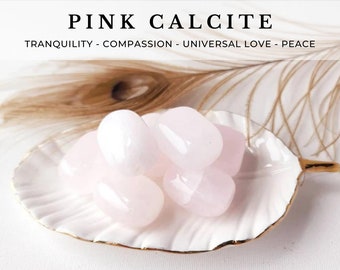 PINK CALCITE tumbled crystal for gemstone altar. Mangano Calcite for reiki healing, heart chakra crystals. Natural stone witchcraft supply