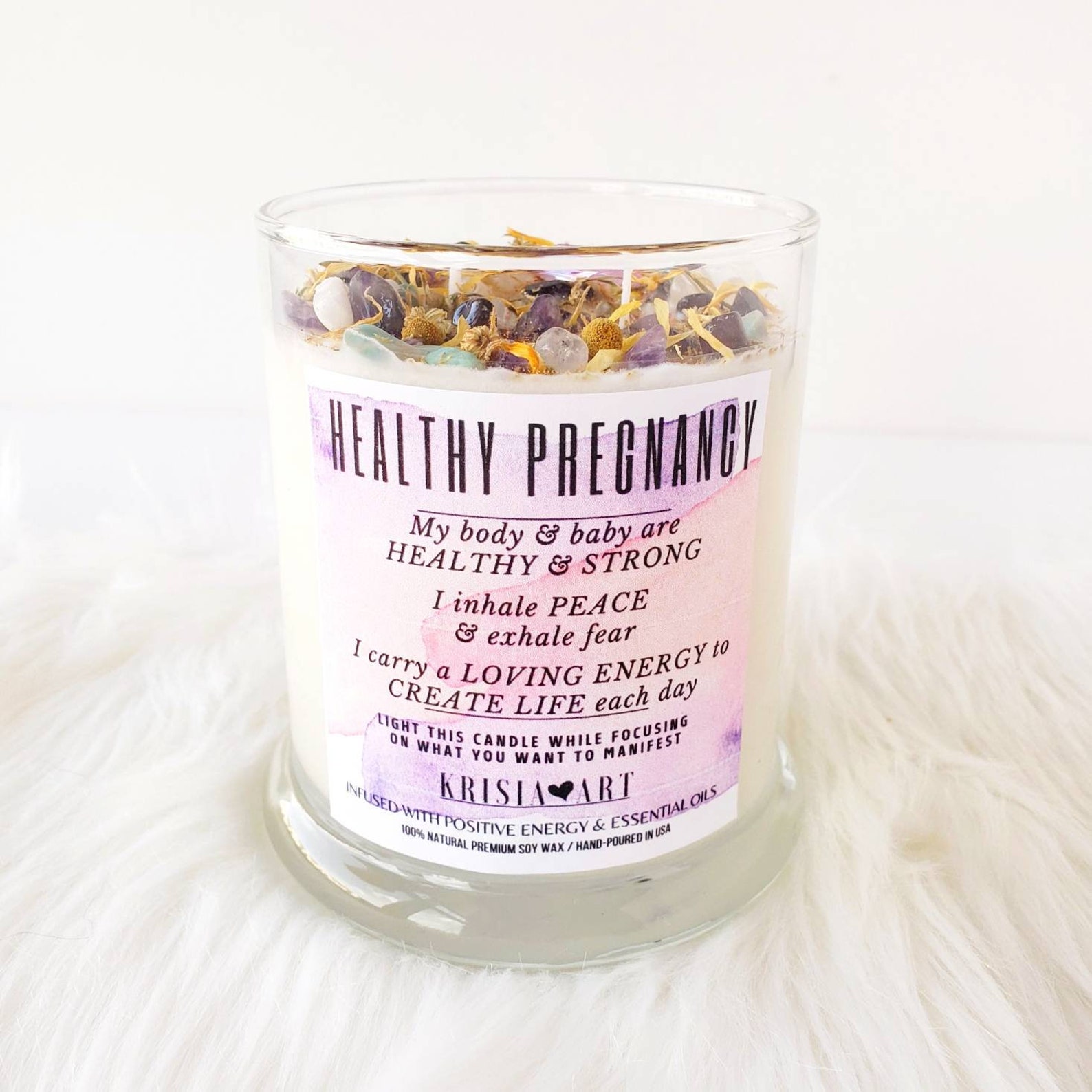 Healthy PREGNANCY crystals spell candle for pregnancy gift for Etsy