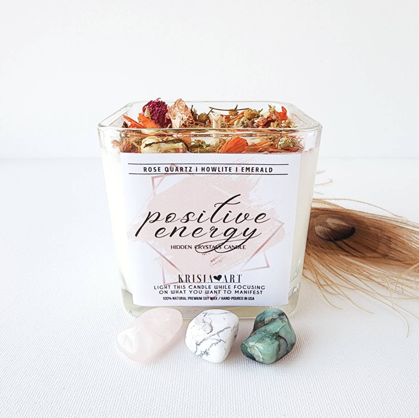 POSITIVE ENERGY Hidden Crystals Candle for Attraction and - Etsy