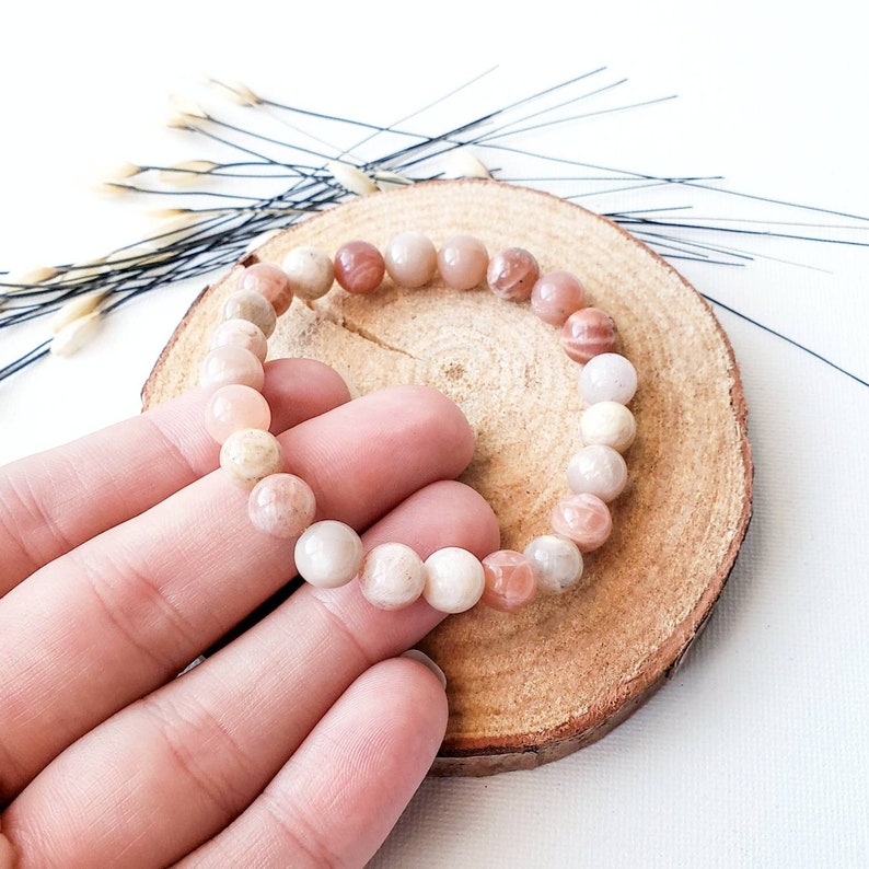 HAPPINESS and COURAGE bracelet beaded Balance bracelet for women healing crystals and stones Sunstone bracelet stretch unisex bracelet