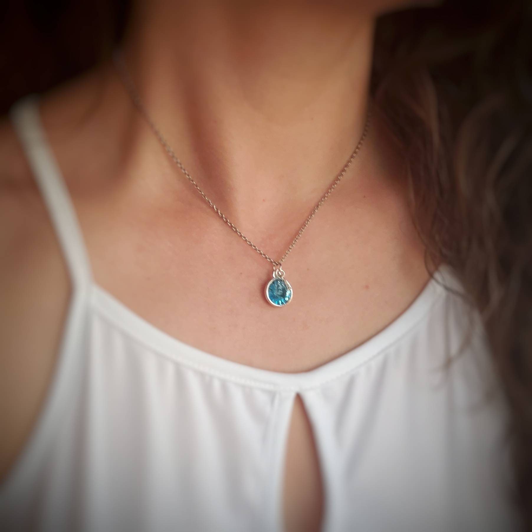 March Birthstone Necklace for Women. Aquamarine Necklace - Etsy
