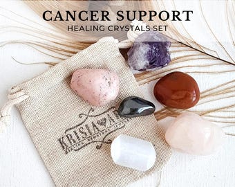 CANCER SUPPORT crystal set for calming meditation during cancer treatment, chemotherapy, chemo recovery. Get Well soon gift thinking of you