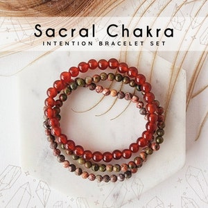 SACRAL CHAKRA bracelet set for alignment, balance, creativity, vitality, passion Healing Carnelian bracelet Unakite intention bracelet stack