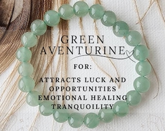 8mm GREEN AVENTURINE healing bracelet for abundance prosperity luck confidence courage Heart chakra bracelets for women for love and harmony