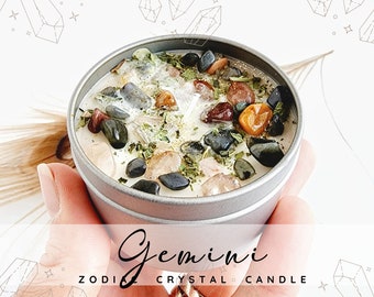 GEMINI candle for gemini gift Zodiac candle with dried flower candle gemini crystals astrology candle trendy candle herbal birthday gifts