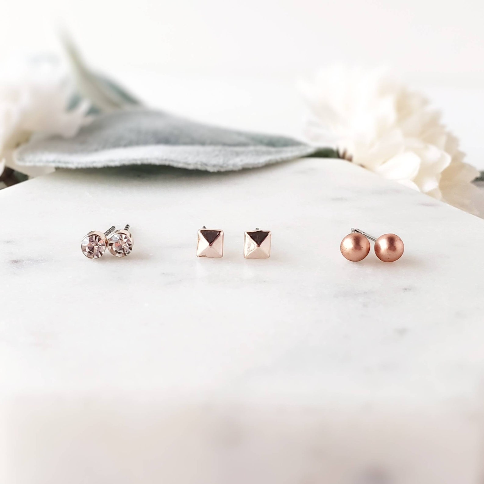 Tiny rose gold stud earrings Clearance
