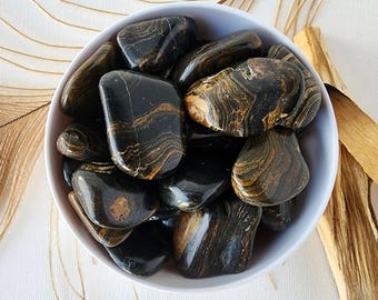 STROMATOLITE tumbled crystal grounding gemstone root chakra natural stone high quality resilience crystals. Black and brown healing crystals
