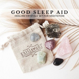 GOOD SLEEP crystal set for peaceful, restful sleep aid, relaxation crystal collection. Healing crystals to release stress, anxiety, calming