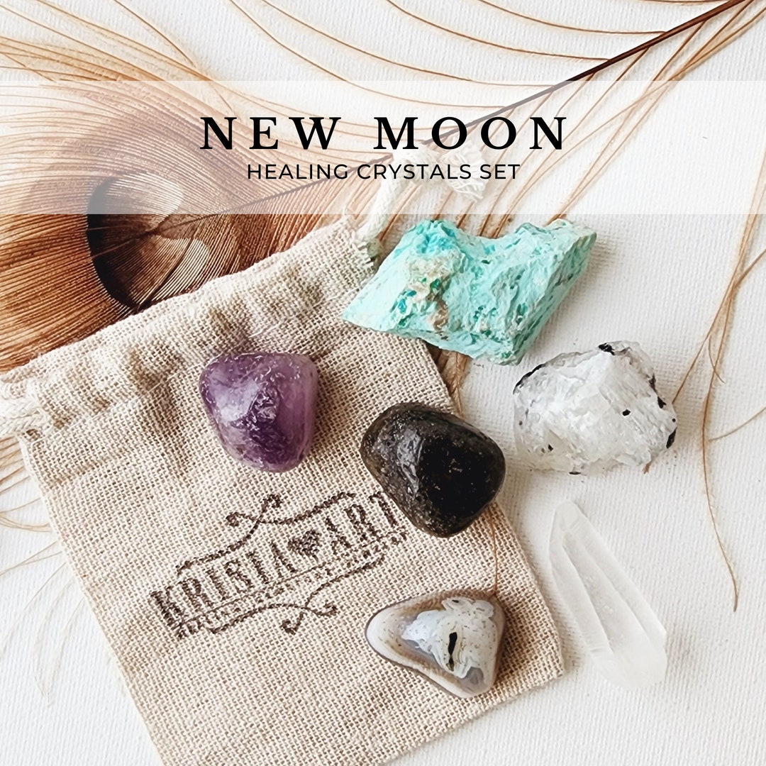 NEW MOON Crystal Set for New Beginnings Fresh Start Meditation ...
